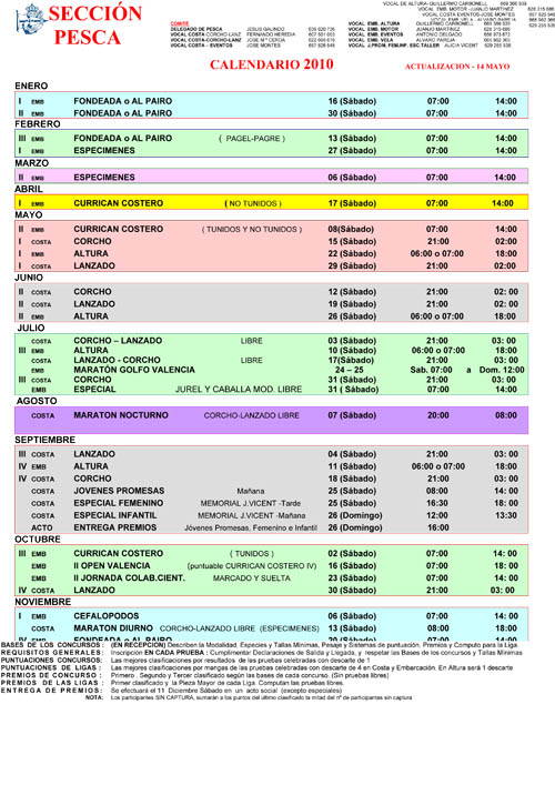 Calendario Pesca 2010